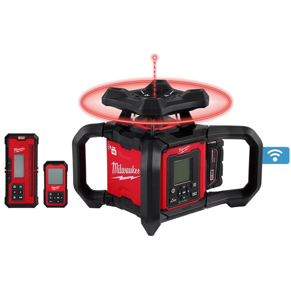 Sell your used Milwaukee tools – Get cash for Milwaukee 3704-21 M18 Red Exterior Dual Slope Rotary Laser Level Kit w/ Receiver & Remote at WeBuyTool.com